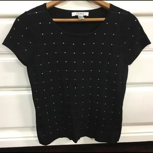 Carducci Black short sleeve polka dot Top L
